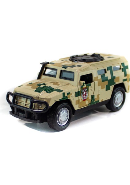 Metal Hummer Askeri Jeep Çek Bırak Kahverengi Işıklı 12 cm