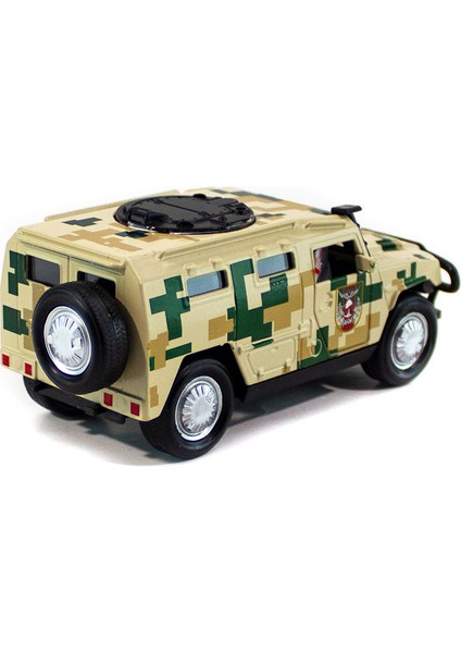Metal Hummer Askeri Jeep Çek Bırak Kahverengi Işıklı 12 cm modelleri
