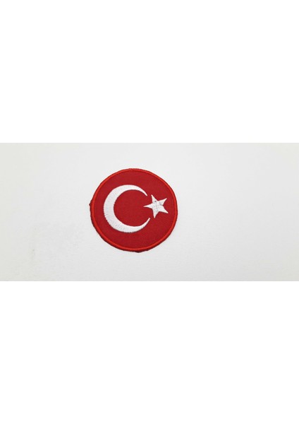 dairesel Türk Bayrağı " 6 cm Çapında Arma Yama Patch (1 Adet)