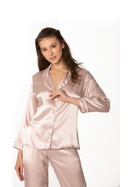Saten Biyeli Pijama Takımı 1200 Pudra fiyatları