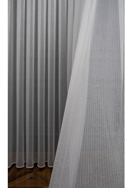 Kullanıma Hazır Ekstraforlu Pilesiz Tül Perde Tek Kanat - Ekru 100 x 250 cm