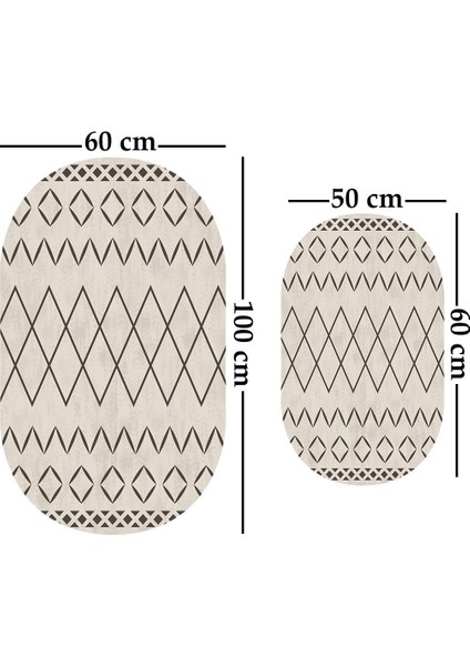 2'li Yıkanabilir Antibakteriyel Kaymaz Tabanlı Banyo Takımı 50X60CM - 60X100CM