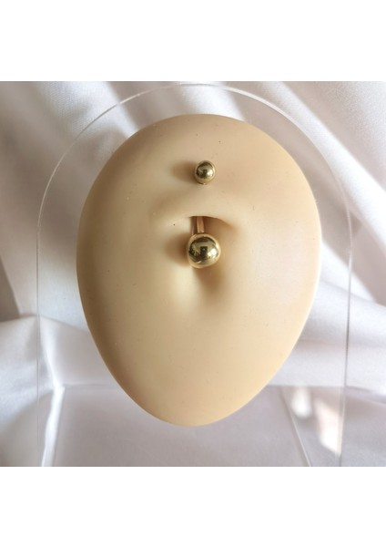 Cerrahi Çelik Gold Göbek Piercing - Bar Uzunluğu 10 mm