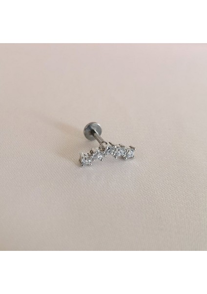 Cerrahi Çelik Beş Zirkon Taşlı Piercing - Bar Uzunluğu 6 Mm- 1 Adet