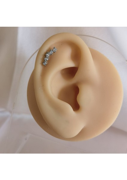 Cerrahi Çelik Beş Zirkon Taşlı Piercing - Bar Uzunluğu 6 Mm- 1 Adet