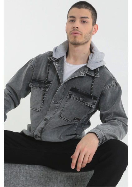 Erkek Kar Yıkama Kapüşonlu Çıkarılabilir Kapüşonlu Oversize Kot Ceket fiyatları