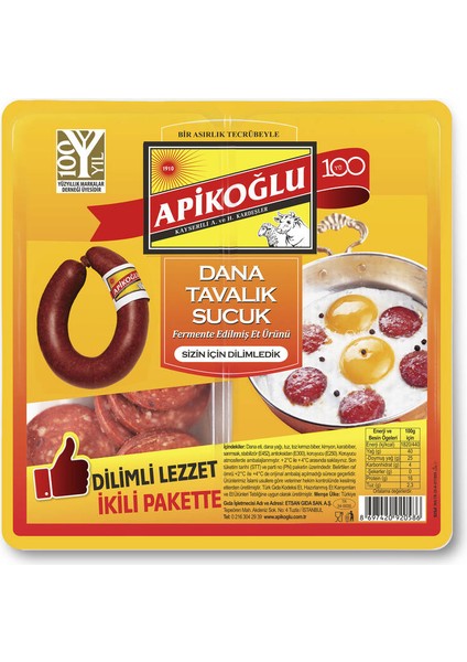 Dilimli Dana Tavalık Sucuk 200 Gr. Üçlü Paket