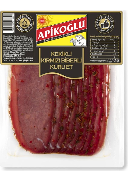 Yüksek Proteinli Kekikli ve Kırmızıbiberli Dana Kuru Et 70 Gr.