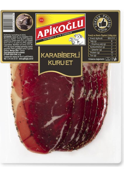 Yüksek Proteinli Karabiberli Dana Kuru Et 70 Gr. Beşli Paket (Toplam 350 Gr.) modelleri