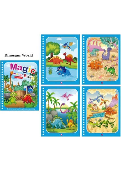 Sihirli Boyama Kitabı ve Kalemi - Magic Water Doodle Book - Dinazor Dünyası