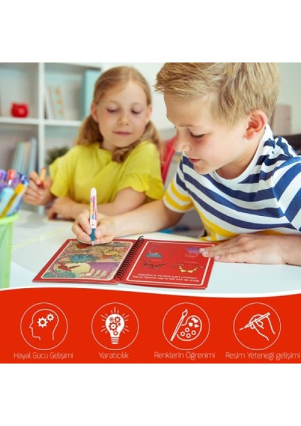 Sihirli Boyama Kitabı ve Kalemi - Magic Water Doodle Book - Dinazor Dünyası modelleri