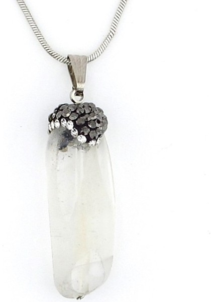 Şeffaf Kuvars Kristal Doğal Taş Kadın Zirkon Taşlı Kolye Q0549 fiyatları