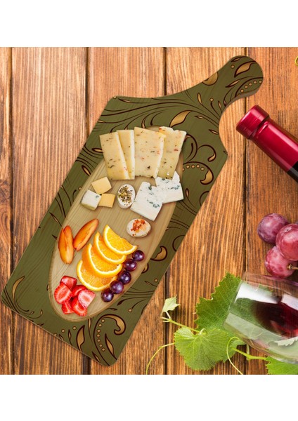Gift Retro Motif Tasarımlı Dikdörtgen Şeklinde Doğal Ahşap Servis ve Sunum Tabağı Model 4 fiyatları