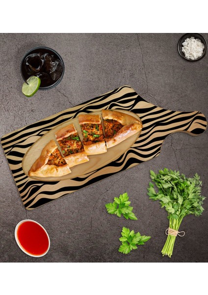 Gift Modern Art Tasarımlı Dikdörtgen Şeklinde Doğal Ahşap Servis ve Sunum Tabağı Model 18