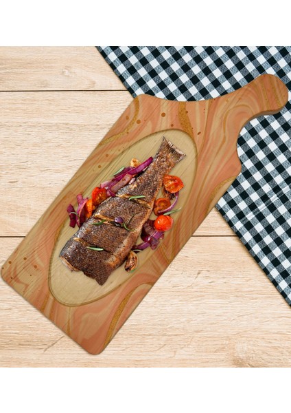 Gift Mermer Tasarımlı Dikdörtgen Şeklinde Doğal Ahşap Servis ve Sunum Tabağı Model 3 modelleri