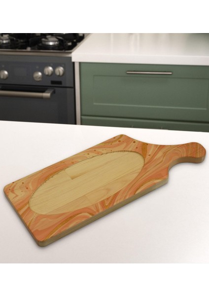 Gift Mermer Tasarımlı Dikdörtgen Şeklinde Doğal Ahşap Servis ve Sunum Tabağı Model 3 indirimleri