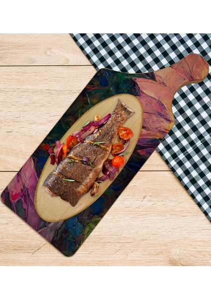 Gift Modern Art Tasarımlı Dikdörtgen Şeklinde Doğal Ahşap Servis ve Sunum Tabağı Model 20 modelleri