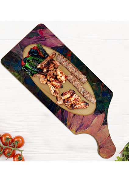 Gift Modern Art Tasarımlı Dikdörtgen Şeklinde Doğal Ahşap Servis ve Sunum Tabağı Model 20 fırsatları