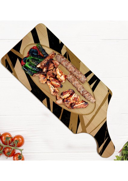 Gift Modern Art Tasarımlı Dikdörtgen Şeklinde Doğal Ahşap Servis ve Sunum Tabağı Model 16 fırsatları