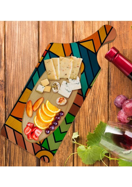 Gift Modern Art Tasarımlı Dikdörtgen Şeklinde Doğal Ahşap Servis ve Sunum Tabağı Model 15 fiyatları