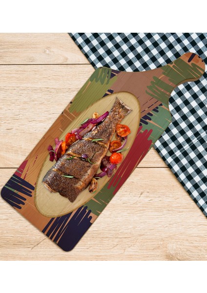 Gift Modern Art Tasarımlı Dikdörtgen Şeklinde Doğal Ahşap Servis ve Sunum Tabağı Model 11 modelleri