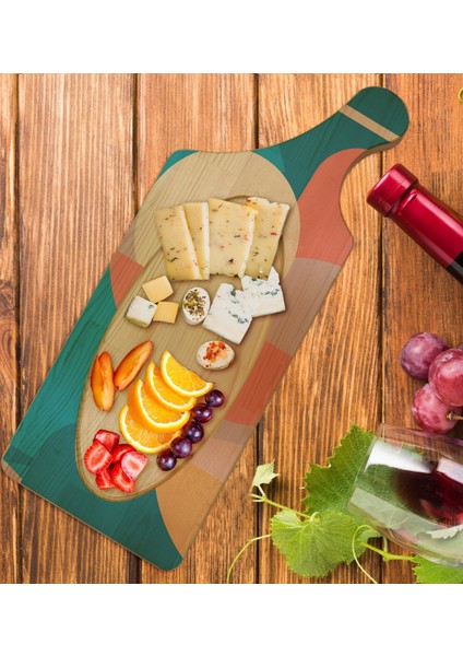 Gift Modern Art Tasarımlı Dikdörtgen Şeklinde Doğal Ahşap Servis ve Sunum Tabağı Model 10 fiyatları