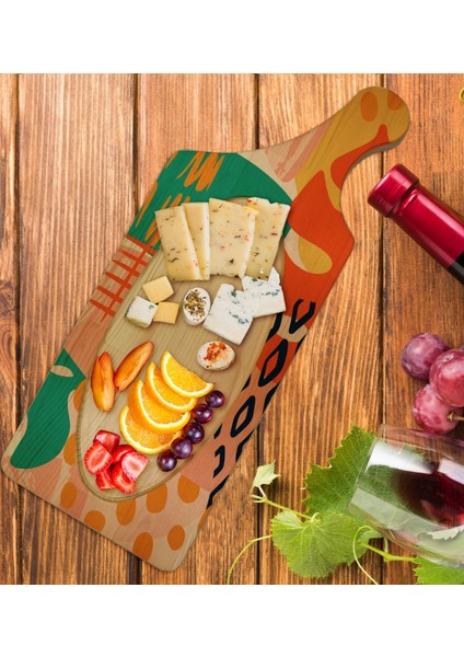 Gift Modern Art Tasarımlı Dikdörtgen Şeklinde Doğal Ahşap Servis ve Sunum Tabağı Model 3 fiyatları