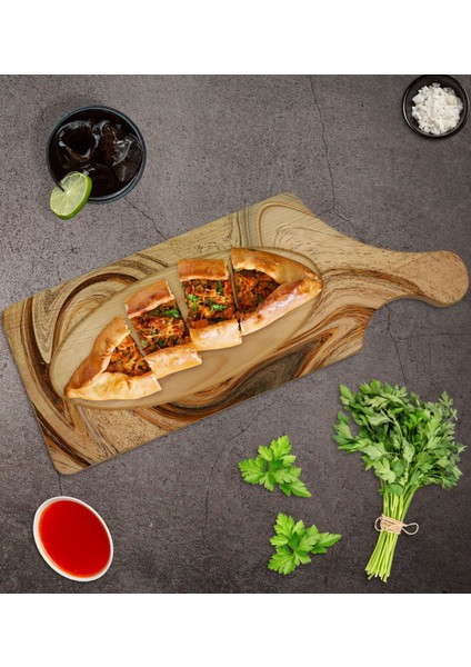 Gift Mermer Tasarımlı Dikdörtgen Şeklinde Doğal Ahşap Servis ve Sunum Tabağı Model 16