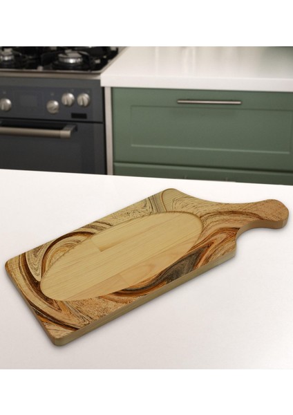 Gift Mermer Tasarımlı Dikdörtgen Şeklinde Doğal Ahşap Servis ve Sunum Tabağı Model 16 indirimleri