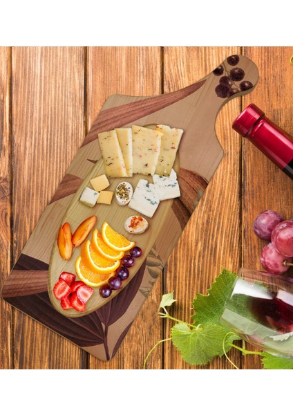 Gift Çiçekler Tasarımlı Dikdörtgen Şeklinde Doğal Ahşap Servis ve Sunum Tabağı Model 3 fiyatları