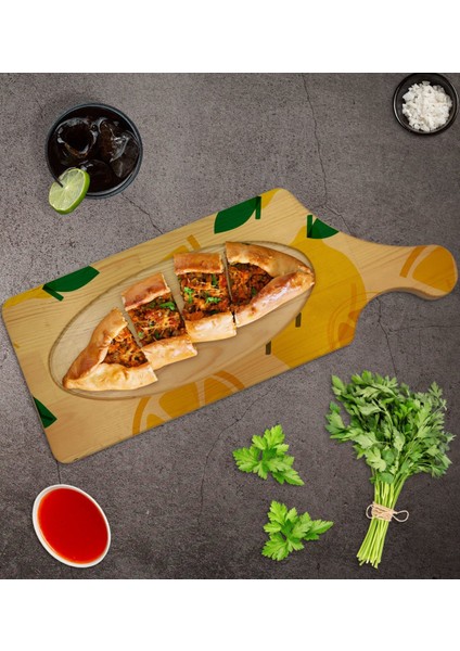 Gift Limon Tasarımlı Dikdörtgen Şeklinde Doğal Ahşap Servis ve Sunum Tabağı Model 2