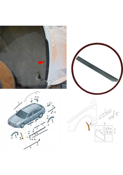 Bross BSP1016-1 Audi A4 MK4 için Ön Sol Çamurluk Uç Çıtası 8K0853823C fiyatları