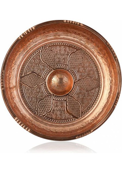 Işlemeli, Sarı, Göbekli Küçük Bakır Hamam Tası 13 cm Çap