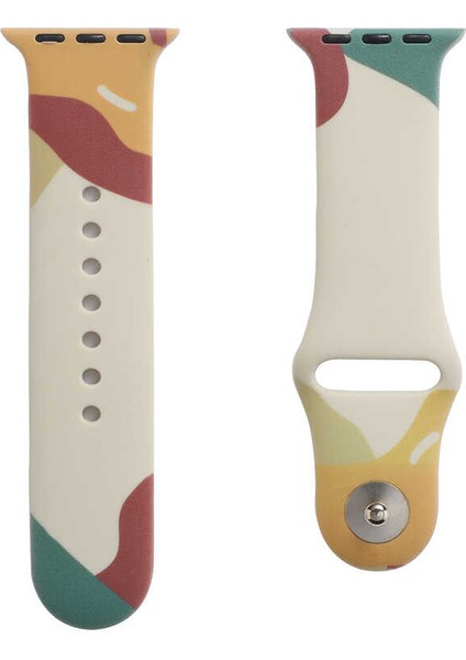 Apple Watch 3 44MM Ile Uyumlu Foden Renkli Desenli Kordon Green Mango fiyatları