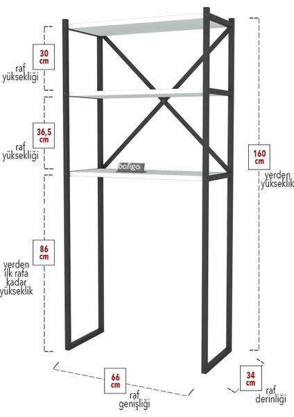 3 Raflı Metal Banyo Düzenleyici Metal Banyo Rafı Çamaşır Makinası Üstü Beyaz