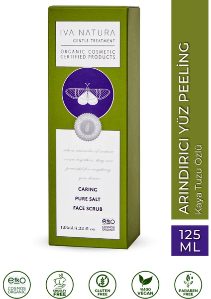 IVA NATURA Organik Yüz Peeling Zeytin Çekirdeği Tozu ve Mineral Tuz İçerikli 125 ML