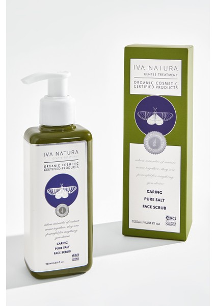 IVA NATURA Organik Yüz Peeling Zeytin Çekirdeği Tozu ve Mineral Tuz İçerikli 125 ML