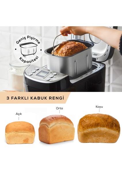 Bake XL Ekmek Reçel Yoğurt Yapma Makinesi Inox 1500 G 45 Tarifli Kitapçıklı