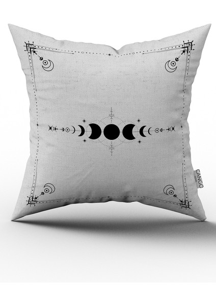 Gri Siyah Etnik Bohem Desenli Dijital Baskılı Kırlent Kılıfı CGH940