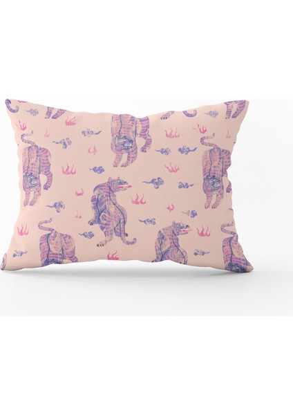 Pembe Lila Modern Hayvan Desenli Dijital Baskılı Kırlent Yastık Kılıfı CGH180-3550 Çift Tarafı Baskılı