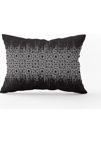 Siyah Gri Geometrik Desenli Kırlent Yastık Kılıfı - CGH074-3550 Çift Tarafı Baskılı