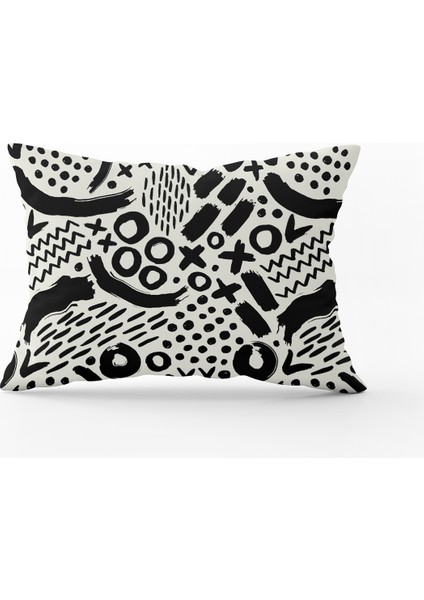 Siyah Beyaz Modern Geometrik Desenli Kırlent Yastık Kılıfı - CGH105-3550 Çift Tarafı Baskılı