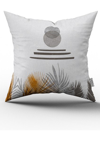 Sarı Gri Bohem Modern Desenli Dijital Baskılı Kırlent Kılıfı CGH928