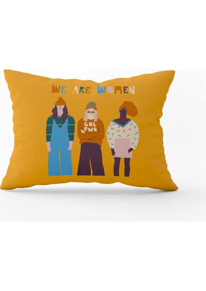 Sarı Turuncu Modern Figürlü Kırlent Yastık Kılıfı - CGH165-3550 Çift Tarafı Baskılı