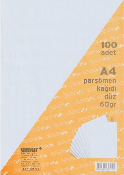 Parşömen Kağıdı 60GR A4 100 Adet