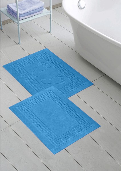 2'li 50 x 70 cm Ayak Izli / Düz Banyo Paspas Havlu Seti
