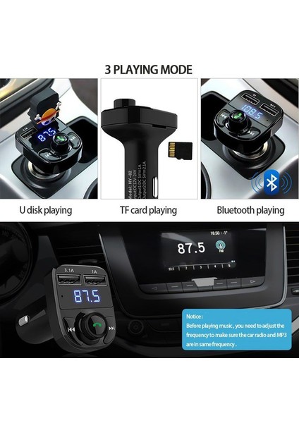 Deppo Trend X8 Araç Fm Transmitter Bt/Usb/Mp3/Sd Kart Çakmaklık Girişli