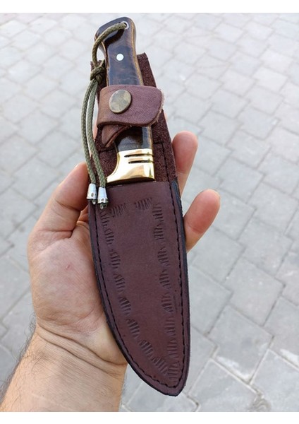 El Yapımı Pirinç Bilezik Bıçakli Kamp Bıçağı Kök Ceviz Kabze Paslanmaz Av Bıçağı Deri Kılıflı fiyatları