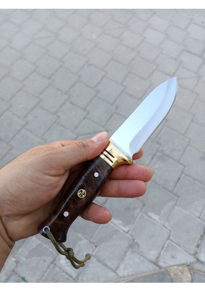 El Yapımı Pirinç Bilezik Bıçakli Kamp Bıçağı Kök Ceviz Kabze Paslanmaz Av Bıçağı Deri Kılıflı modelleri