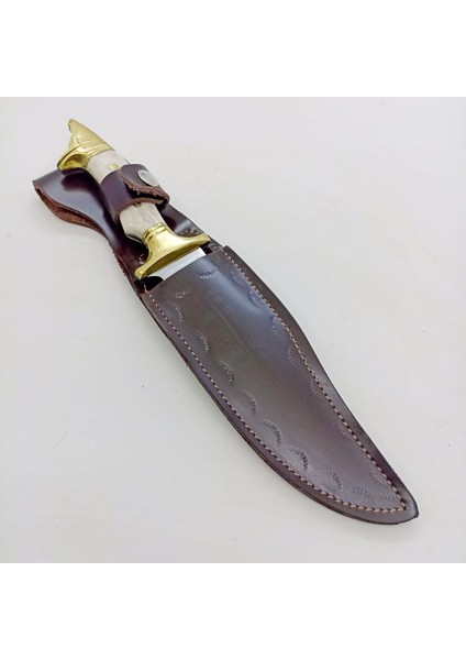El Yapımı Kamp Bıçağı Kurt Başlı Geyik Boynuzu Kabzeli Paslanmaz Av Bıçağı Deri Kılıflı Bıçak fırsatları